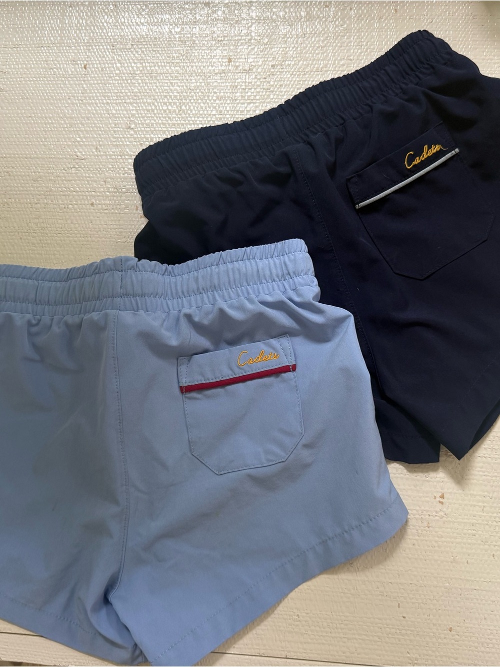 Cadet Blue and Navy Elastic-Waist Kids' Shorts